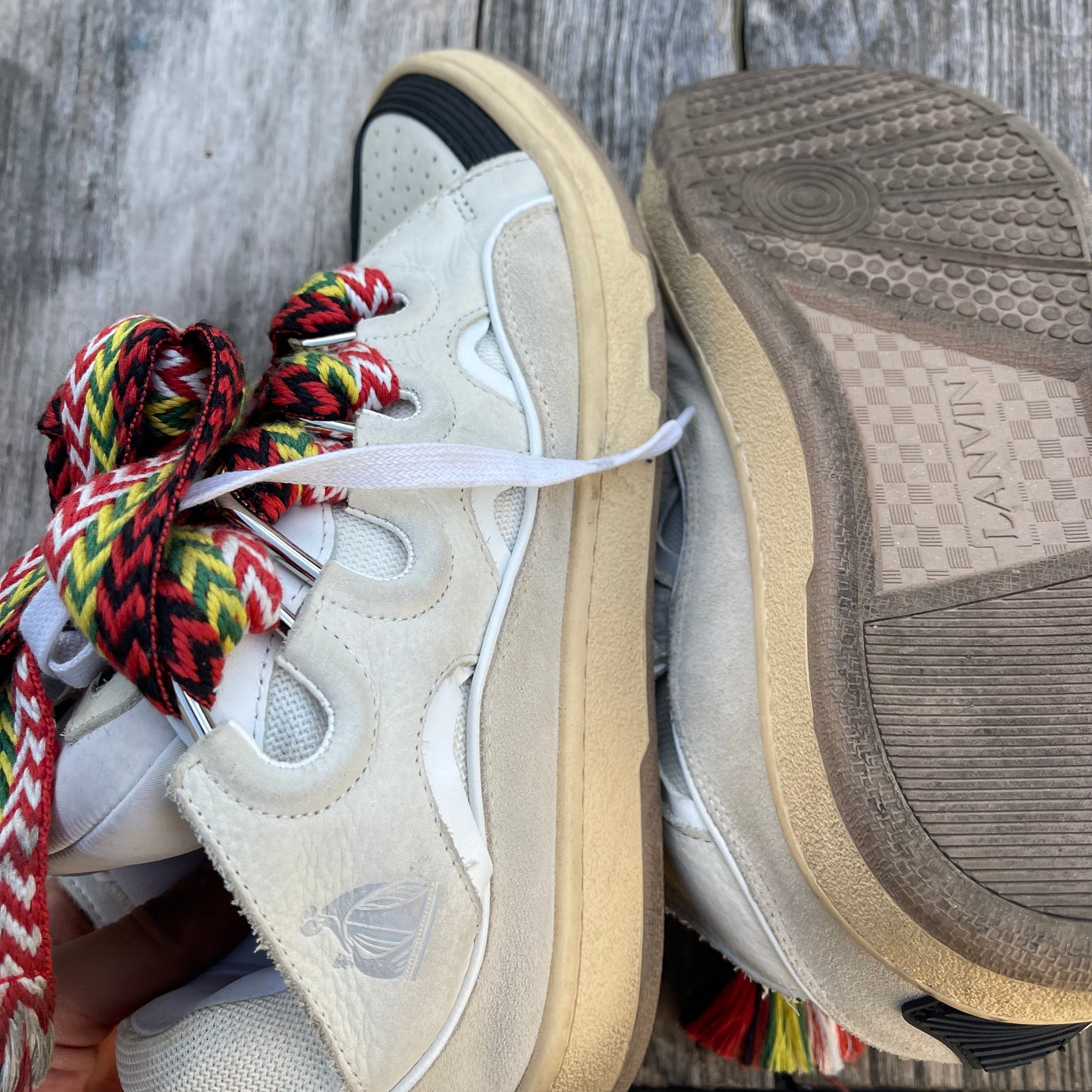 Lanvin White Leather Curb Sneakers