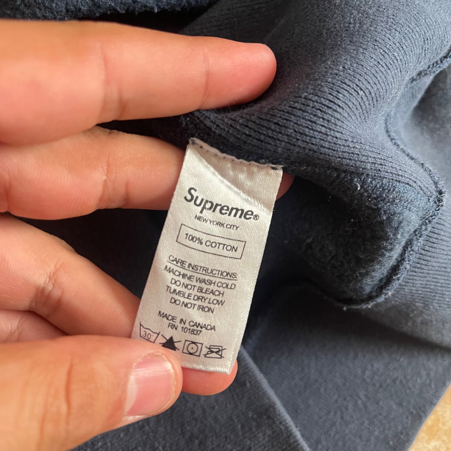 FW16 Supreme Navy Box Logo Hoodie