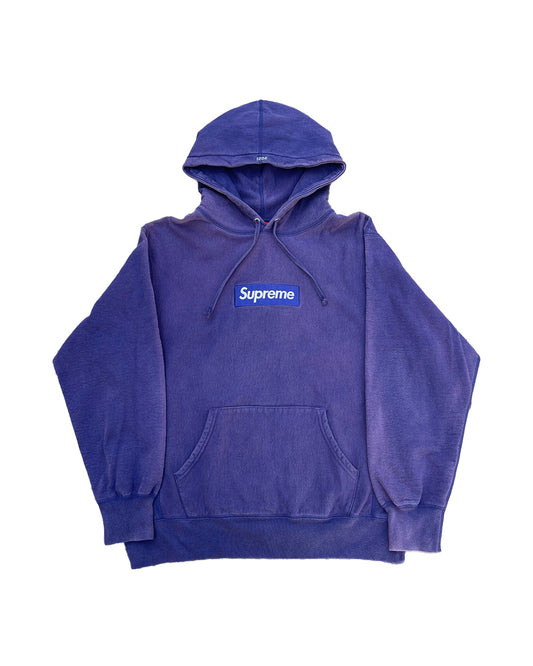 FW21 Supreme Washed Navy Box Logo Hoodie