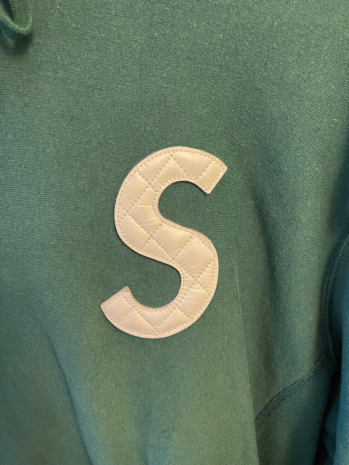 SS20 Supreme White Quilted S Logo Hoodie
