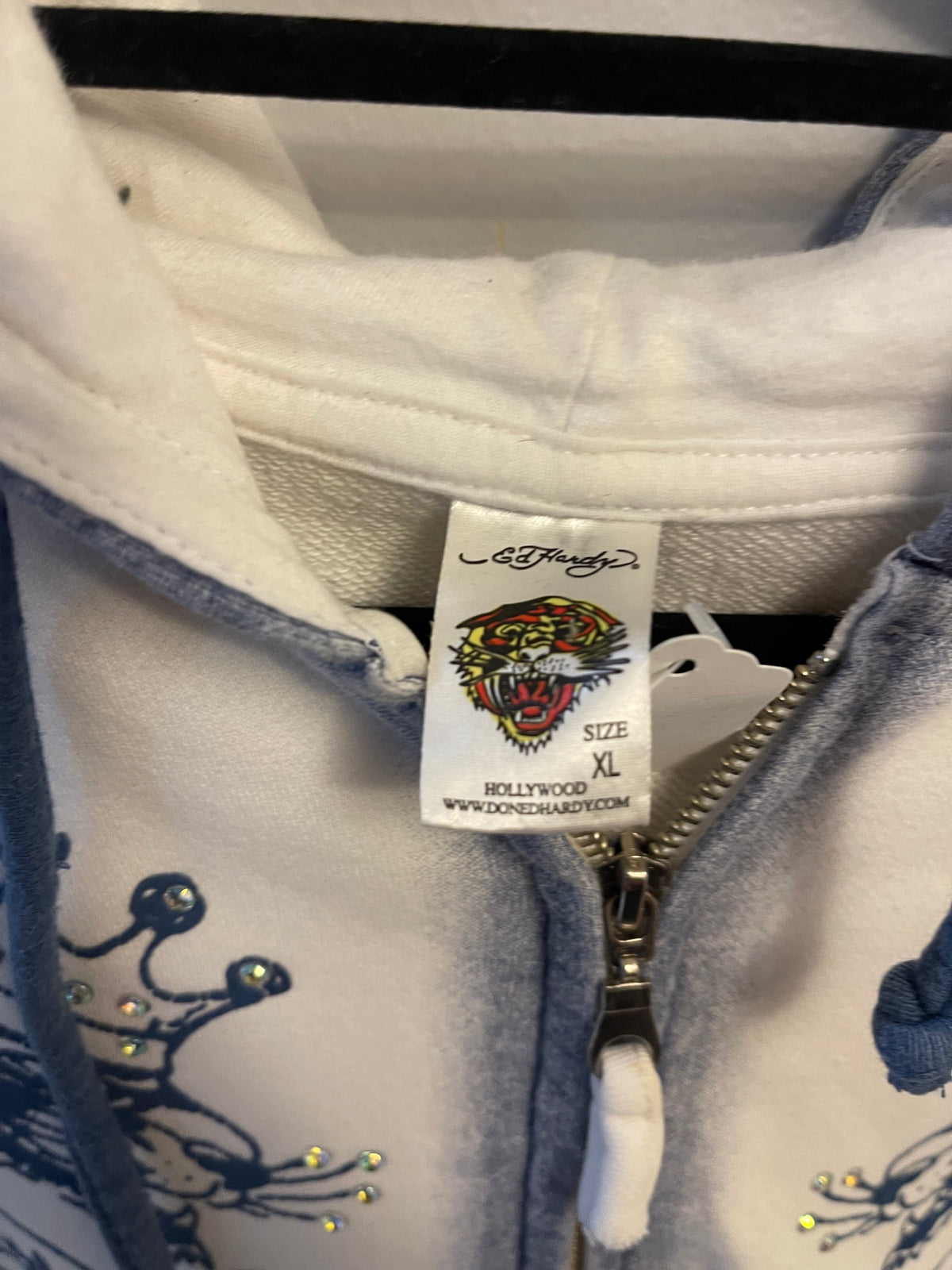 Vintage Y2K Ed Hardy Bejeweled Zip Hoodie