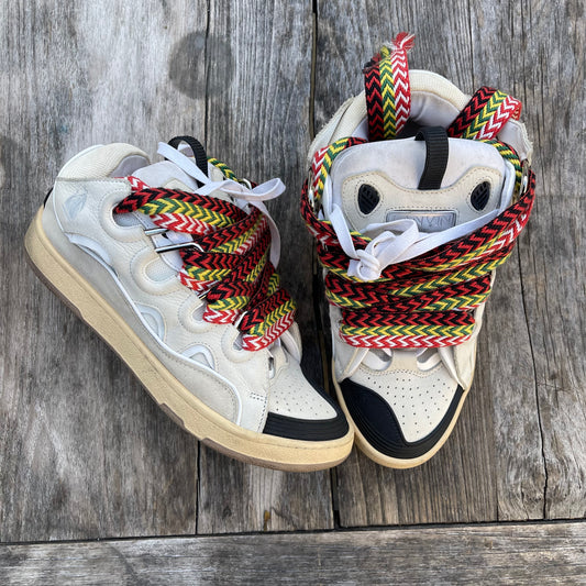Lanvin White Leather Curb Sneakers