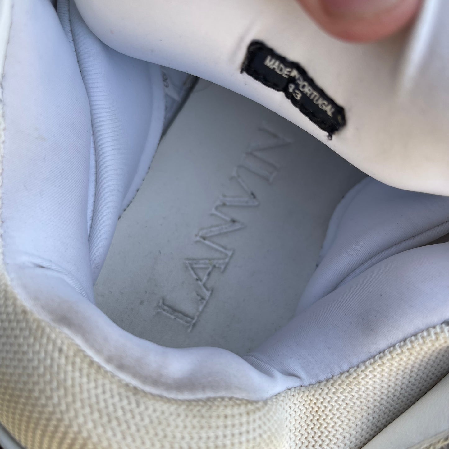Lanvin White Leather Curb Sneakers