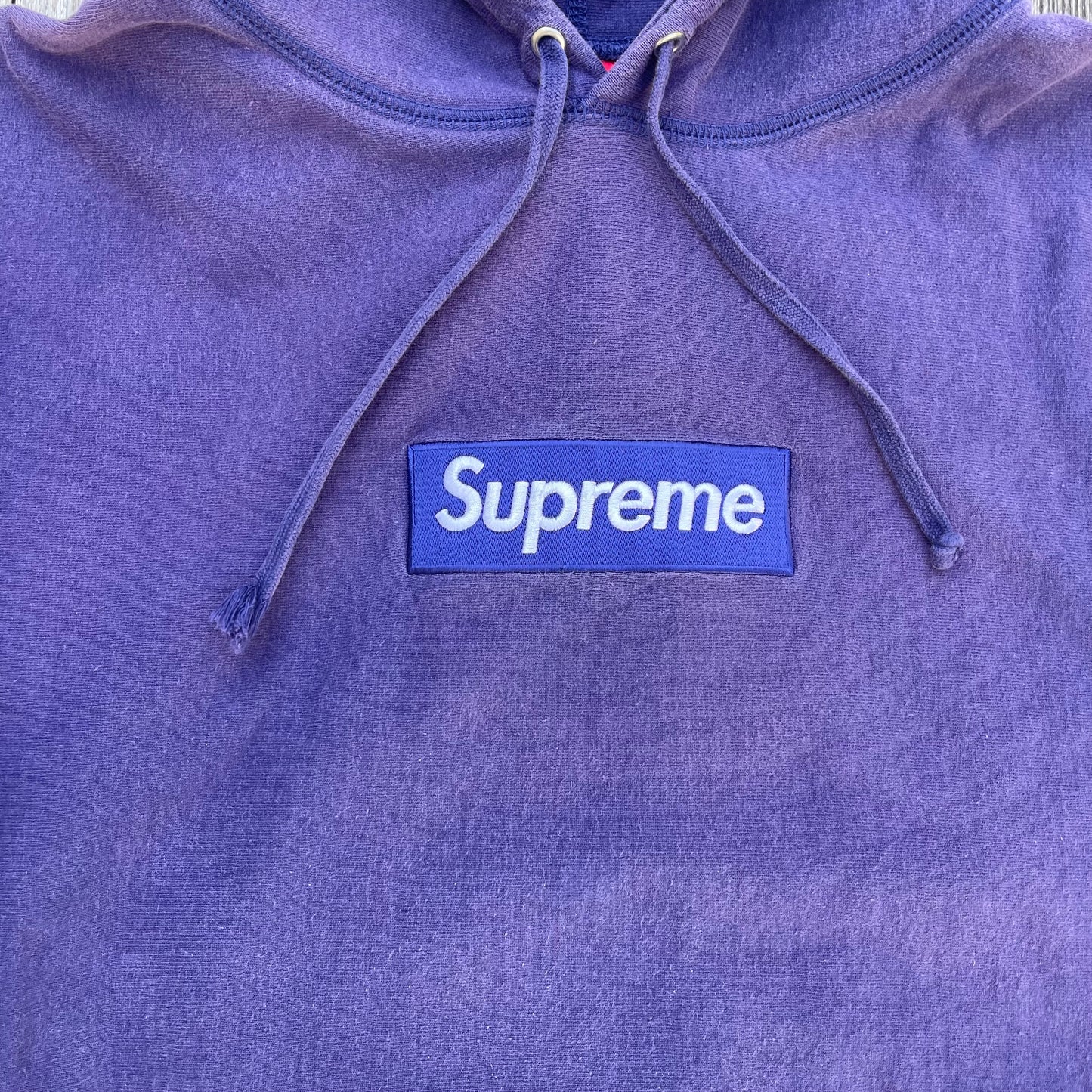 FW21 Supreme Washed Navy Box Logo Hoodie