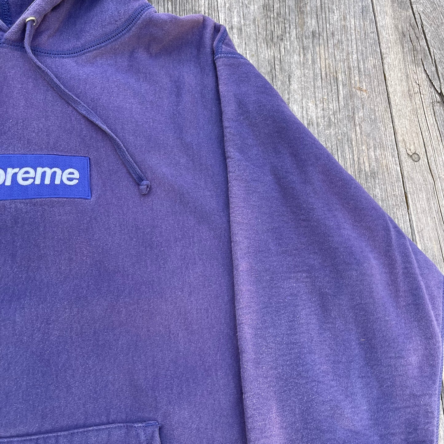 FW21 Supreme Washed Navy Box Logo Hoodie