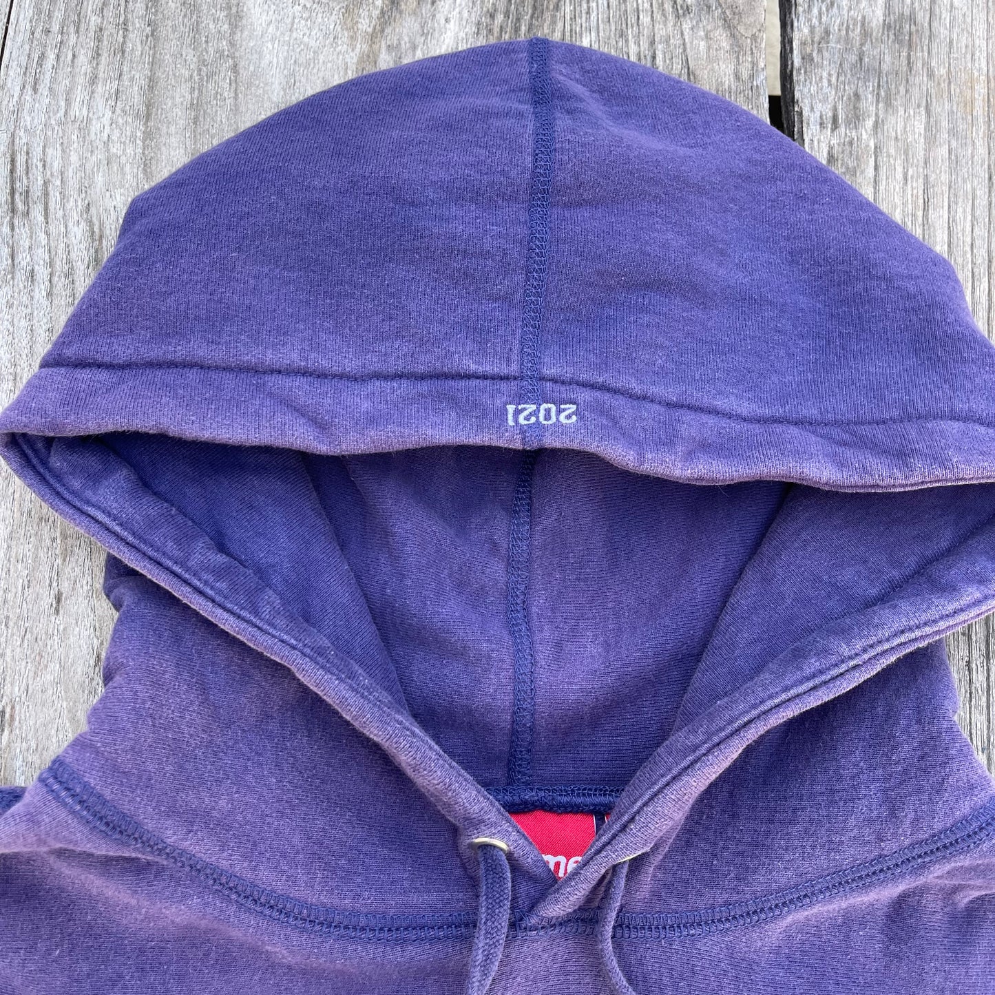 FW21 Supreme Washed Navy Box Logo Hoodie