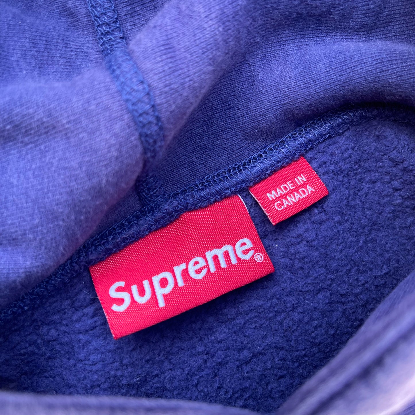 FW21 Supreme Washed Navy Box Logo Hoodie