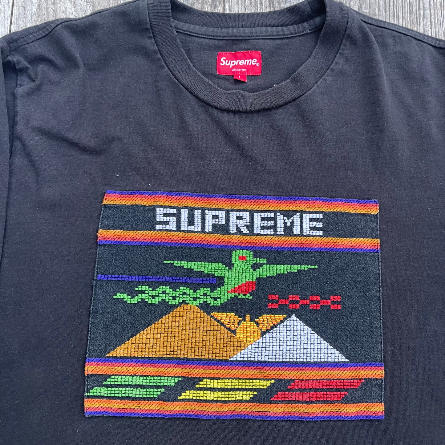 SS19 Supreme Needlepoint Patch Longsleeve T-shirt