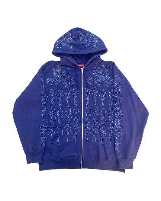 SS22 Supreme Rhinestone Zip Up Hoodie